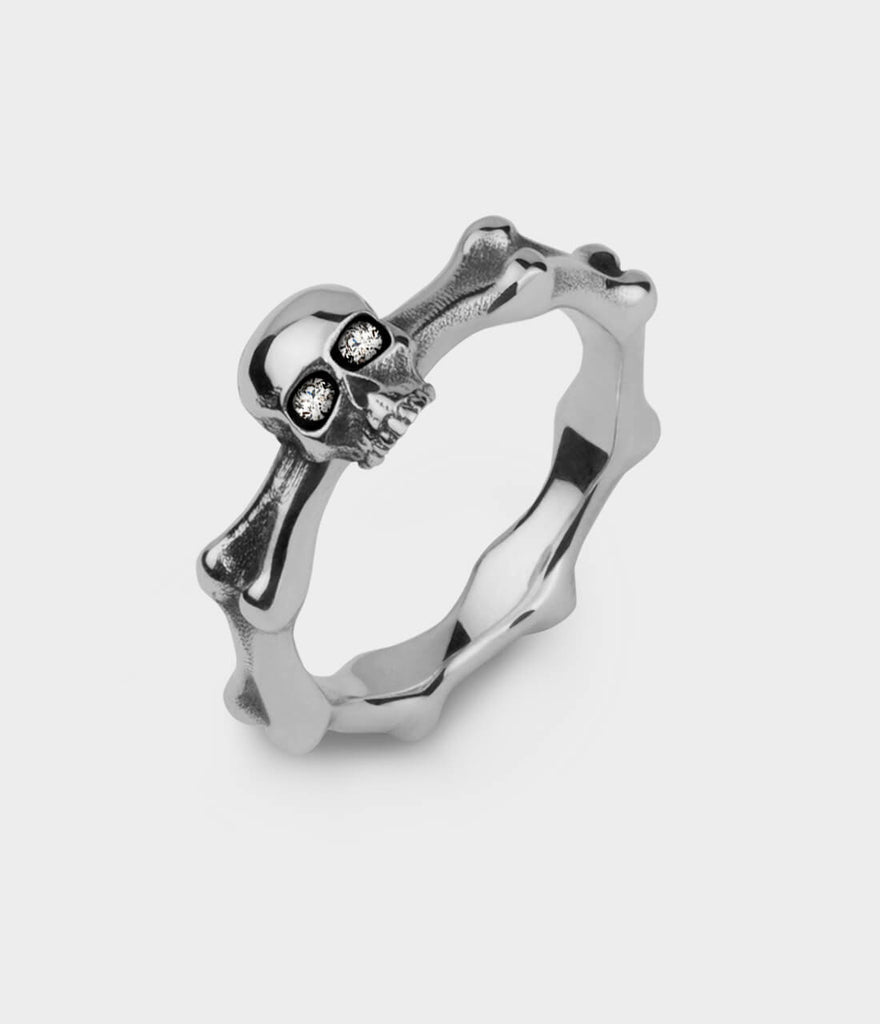 Mens skull hot sale diamond ring