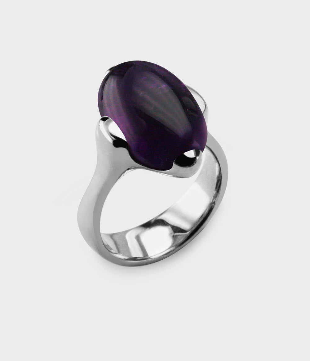 Bardot Ring in Silver with Amethyst, Size O