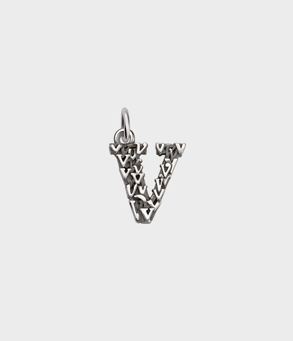 Letter Charm / Sterling Silver / V