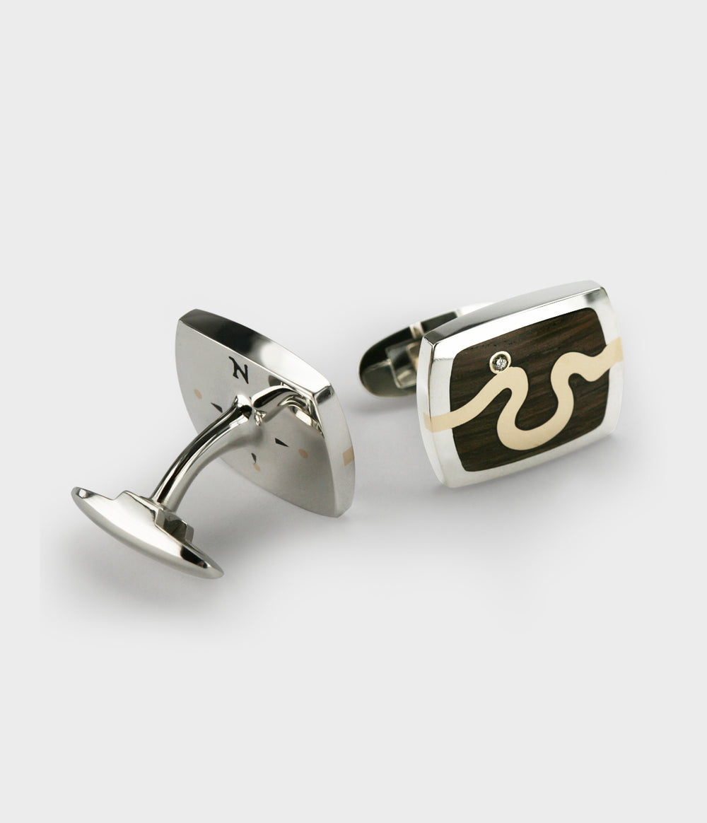 London Oak River Signet Cufflinks