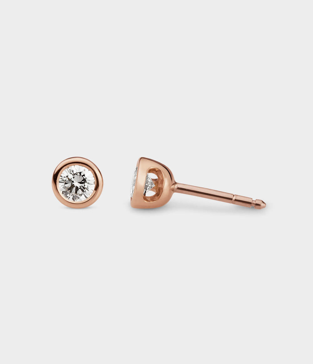 Halo Stud Earrings Medium / 18 Carat Rose Gold / HVS Diamonds