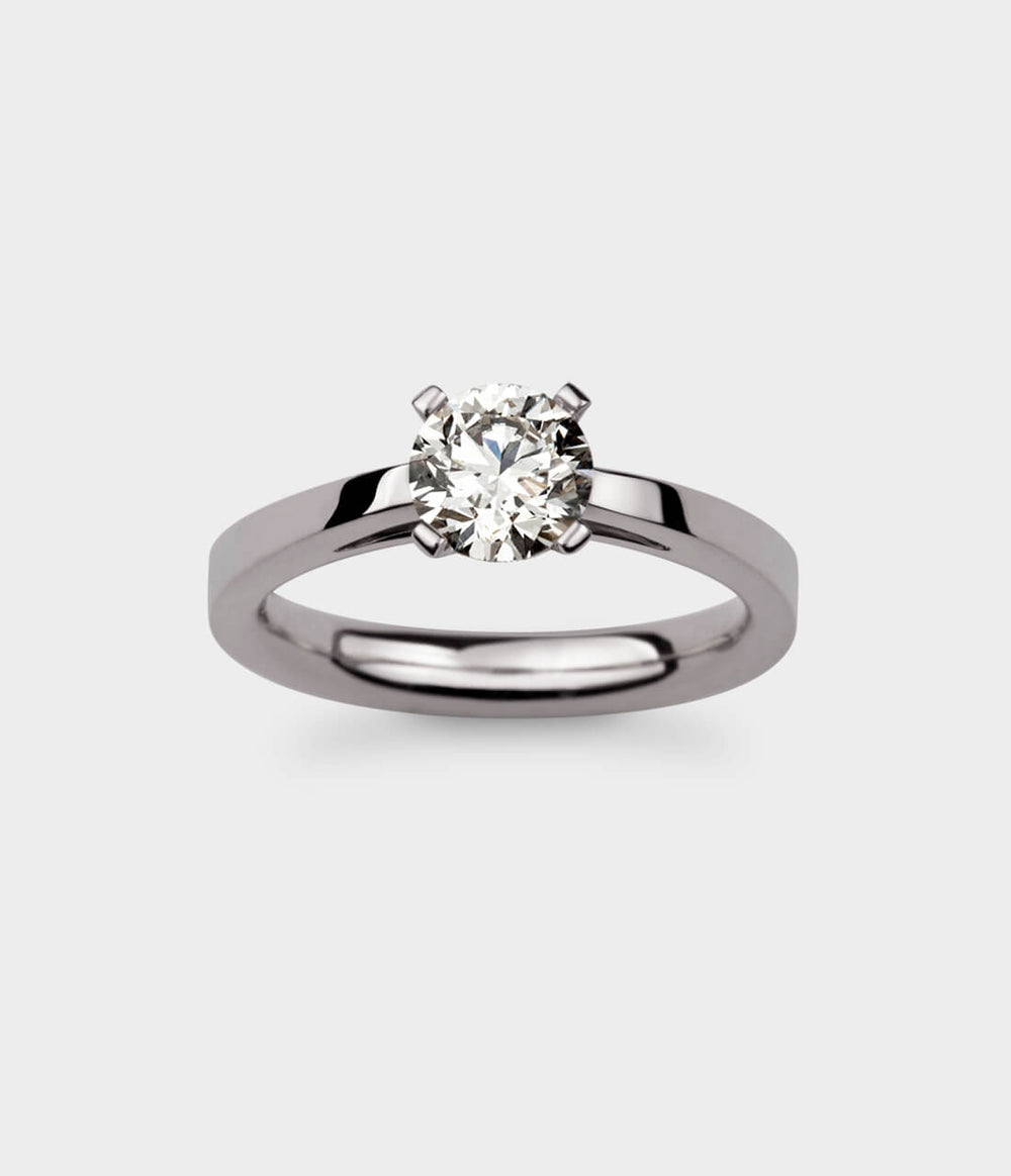 Radiant Light 1 Carat Engagement Ring in Platinum with HVS Diamond, IGI Certificate, Size M