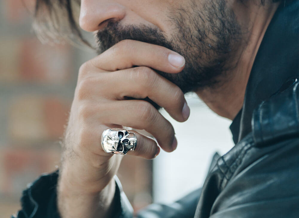 925 silver faceless skull ring, eyeless skull ring Glossy skull ring 2024 men's skull ring men's silver ring men's handmade silver ring