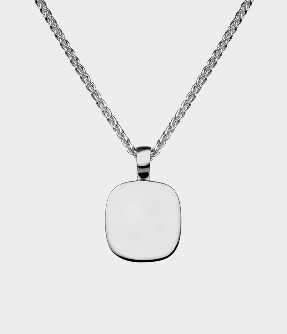 Soho Square Pendant Necklace / Sterling Silver / No Stones