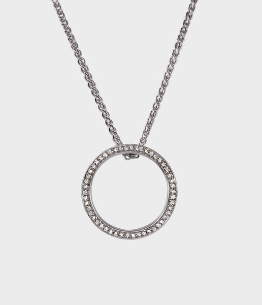 Cluster Eternity Circle Double Halo Diamond Station Necklace